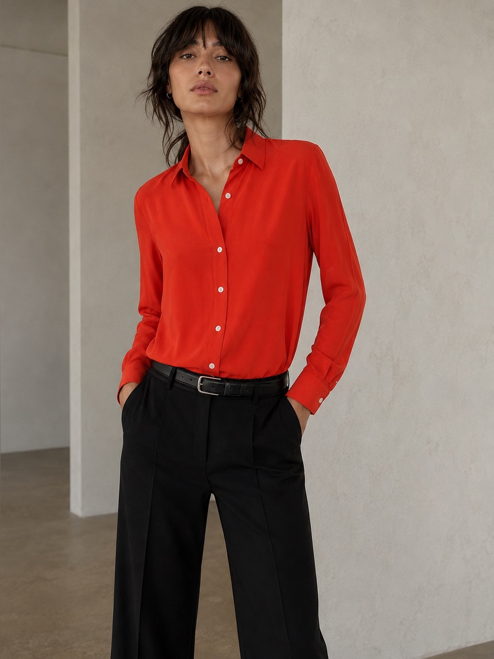 Rag & Bone 100% Silk Button Down XS – Red-Orange – Great Condition